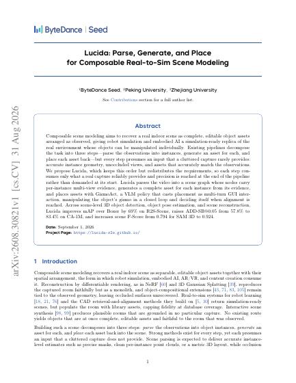Lucida: Parse, Generate, and Place for Composable Real-to-Sim Scene Modeling — first page