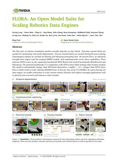 Flora: An Open Model Suite for Scaling Robotics Data Engines — first page