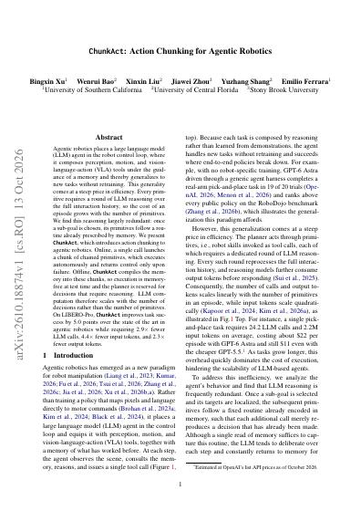 ChunkAct: Action Chunking for Agentic Robotics — first page