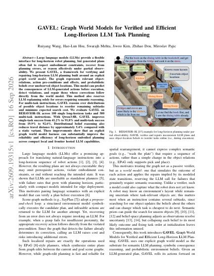 GAVEL: Graph World Models for Verified and Efficient Long-Horizon LLM Task Planning — first page
