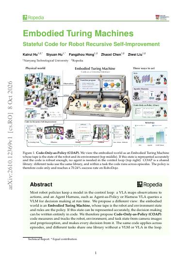 Embodied Turing Machines: Stateful Code for Robot Recursive Self-Improvement — first page