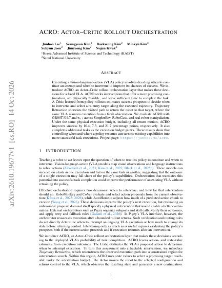 ACRO: Actor-Critic Rollout Orchestration — first page