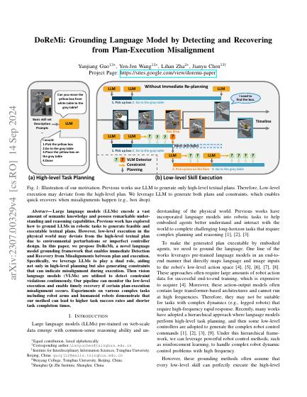 DoReMi: Grounding Language Model by Detecting and Recovering from Plan-Execution Misalignment — first page