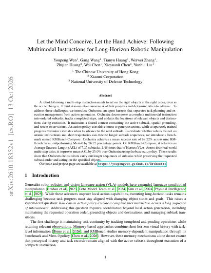 Let the Mind Conceive, Let the Hand Achieve: Following Multimodal Instructions for Long-Horizon Robotic Manipulation (Orchestra) — first page