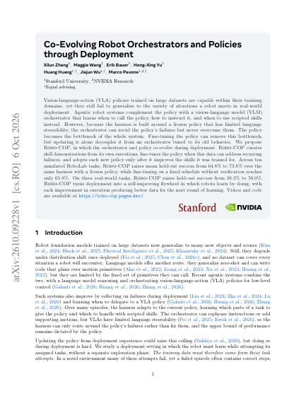 Co-Evolving Robot Orchestrators and Policies through Deployment (Robo-COP) — first page