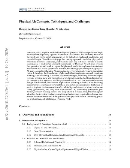 Physical AI: Concepts, Techniques, and Challenges — first page