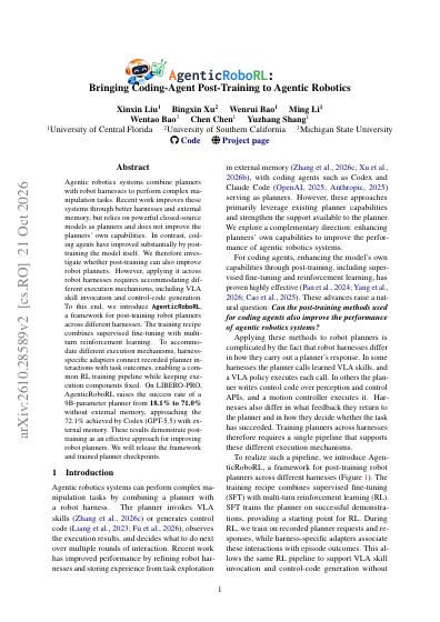 AgenticRoboRL: Bringing Coding-Agent Post-Training to Agentic Robotics — first page