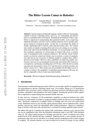 The Bitter Lesson Comes to Robotics — first page
