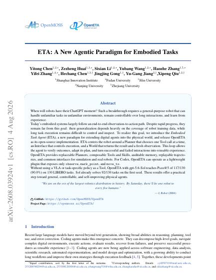 ETA: A New Agentic Paradigm for Embodied Tasks — first page
