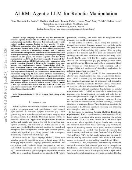ALRM: Agentic LLM for Robotic Manipulation — first page