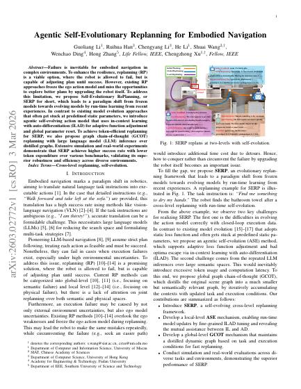 Agentic Self-Evolutionary Replanning for Embodied Navigation (SERP) — first page