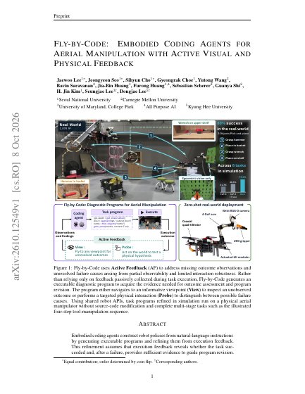 Fly-by-Code: Embodied Coding Agents for Aerial Manipulation with Active Visual and Physical Feedback — first page