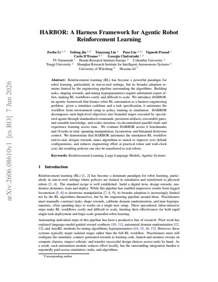 HARBOR: A Harness Framework for Agentic Robot Reinforcement Learning — first page