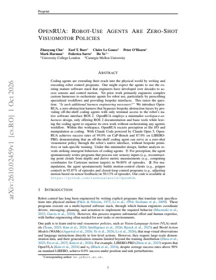 OpenRUA: Robot-Use Agents Are Zero-Shot Visuomotor Policies — first page