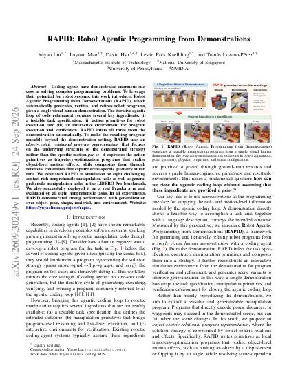RAPID: Robot Agentic Programming from Demonstrations — first page