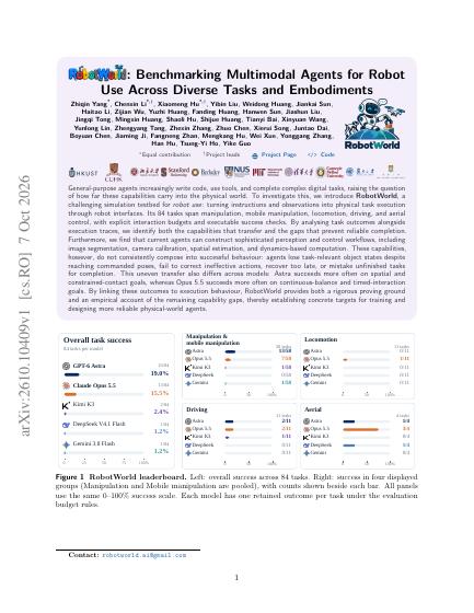 RobotWorld: Benchmarking Multimodal Agents for Robot Use Across Diverse Tasks and Embodiments — first page