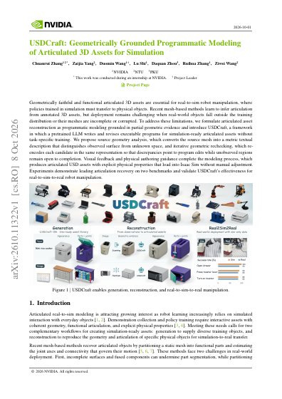 USDCraft: Geometrically Grounded Programmatic Modeling of Articulated 3D Assets for Simulation — first page