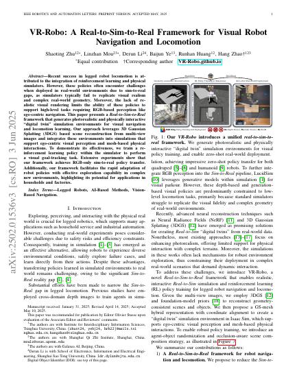 VR-Robo: A Real-to-Sim-to-Real Framework for Visual Robot Navigation and Locomotion — first page