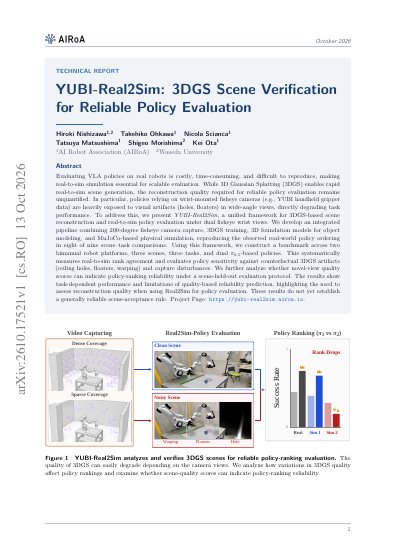 YUBI-Real2Sim: 3DGS Scene Verification for Reliable Policy Evaluation — first page